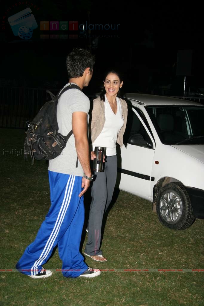 Shahid Genelia on top of a car to promote Chance Pe Dance Event hd photo