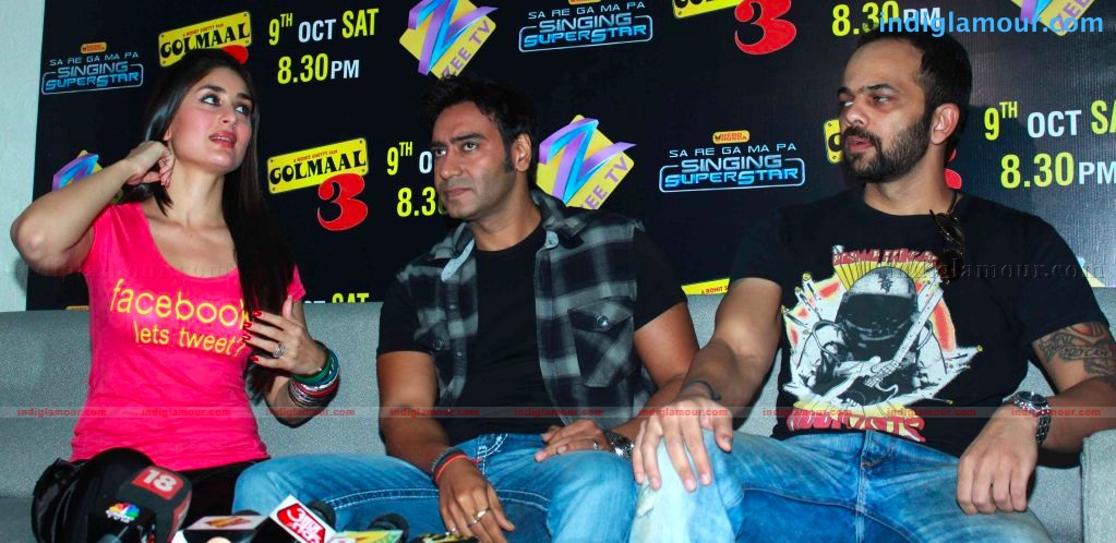Golmal-3 team on the set of Zee tv Sa Re Ga Ma Pa Event hd photo