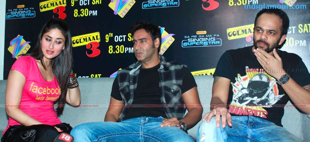 Golmal-3 team on the set of Zee tv Sa Re Ga Ma Pa Event hd photo
