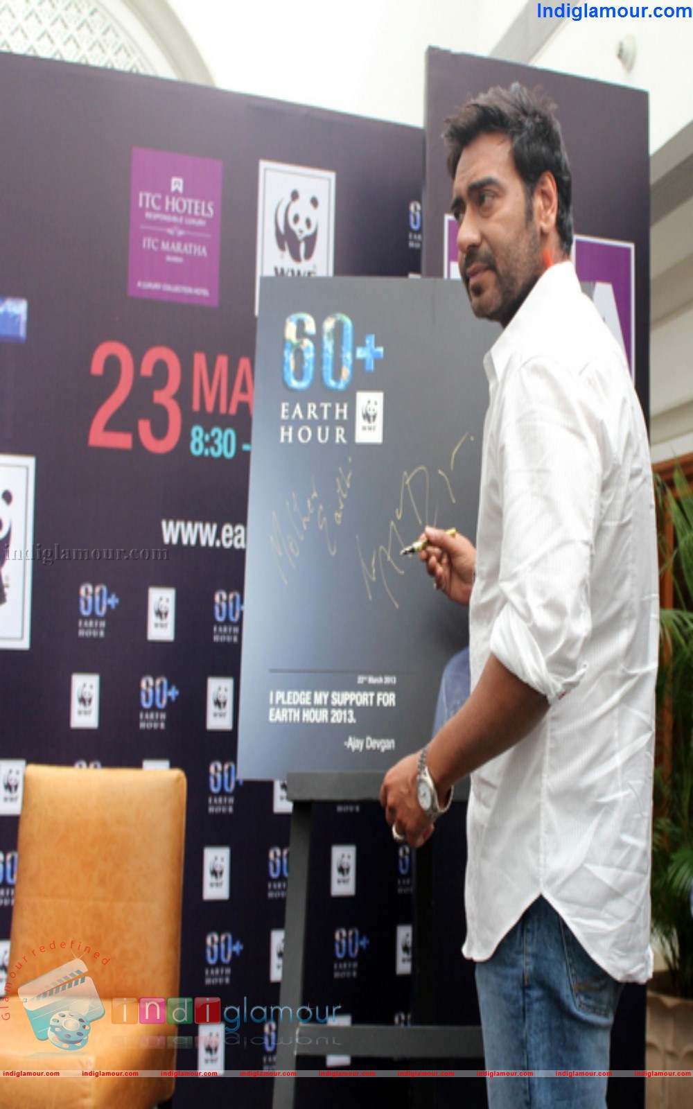 Ajay Devagan at Earth Hour 2013 Mumbai Event hd photo