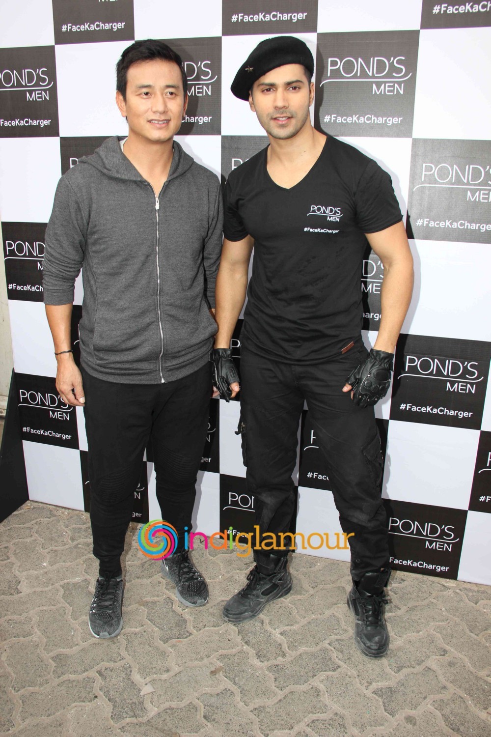 Varun Dhawan and Baichung Bhutia Shoot Ponds Men Ad Event hd photo