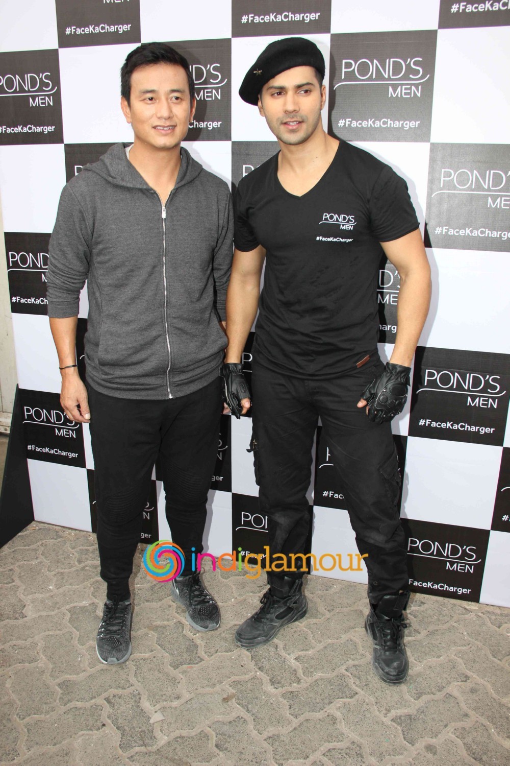Varun Dhawan and Baichung Bhutia Shoot Ponds Men Ad Event hd photo