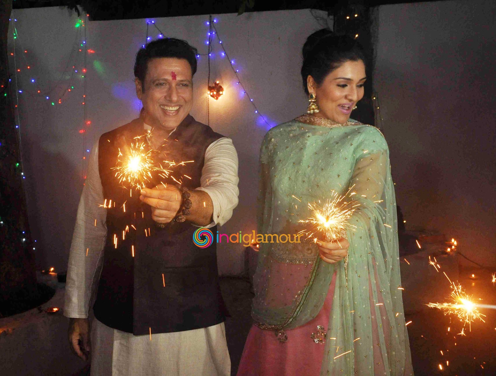 Govinda Celebrates Diwali with Daughter Event hd photo