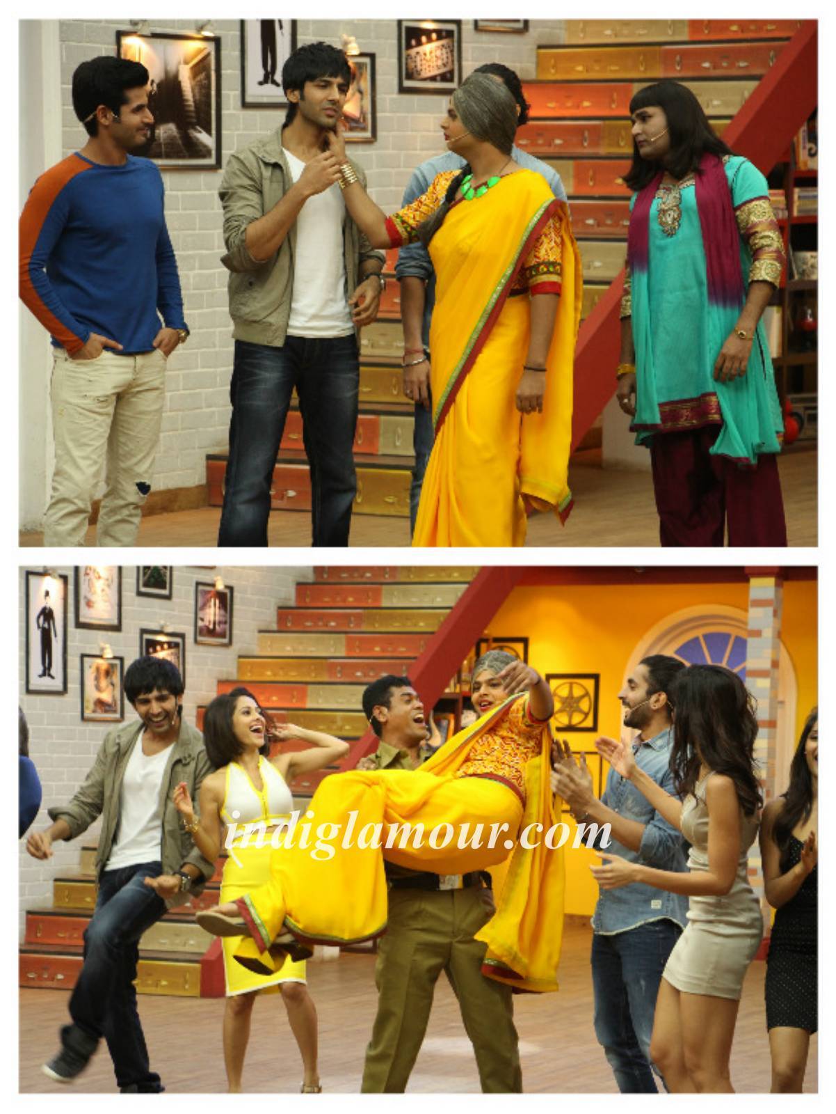 Pyaar Ka Punchnama 2 Cast Visited the Set of Life OK Show Comedy Classes Event hd photo