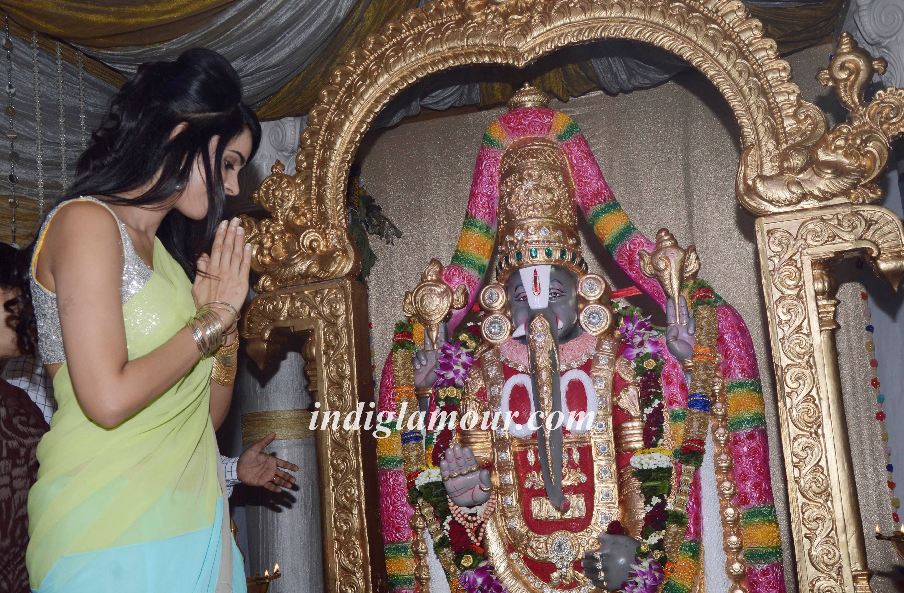 Mallika Sherawat Visits Ranjit Studio Ganpati Event hd photo