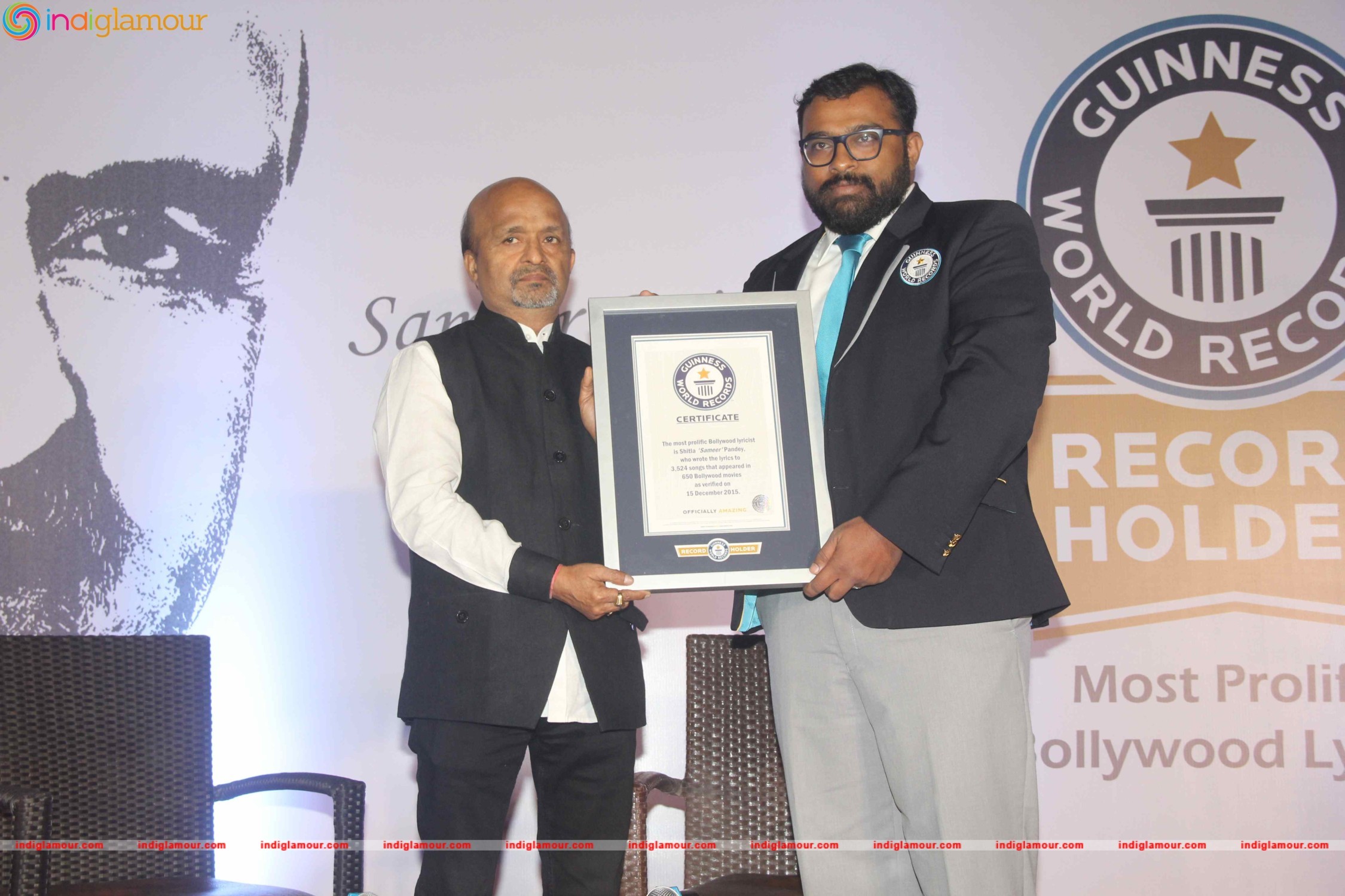 Sameer Anjan Got Genius World Records for Writing Maximum Number of Bollywood Songs Event hd photo