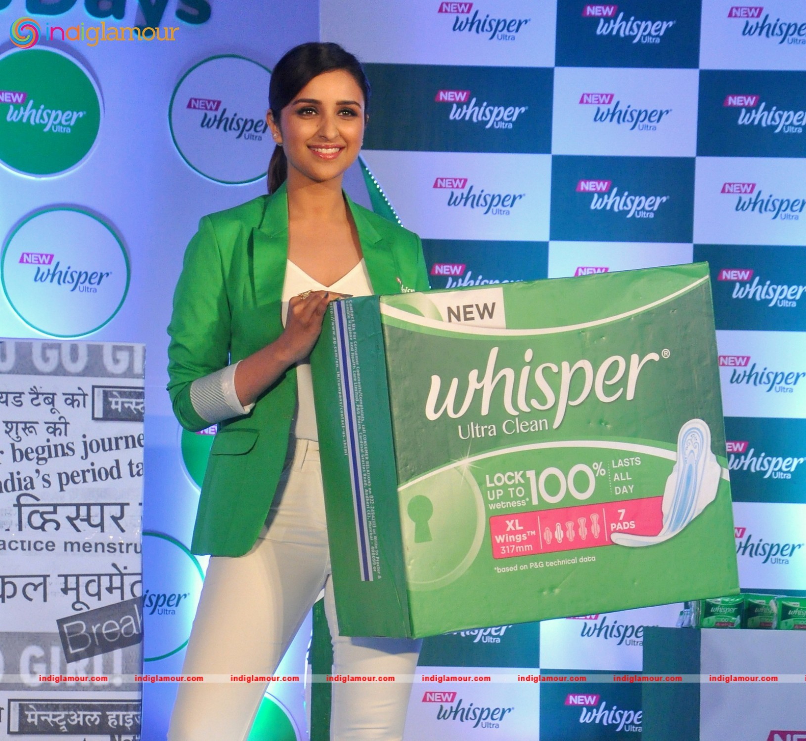 Parineeti Chopra during the Launch of the New Whisper Ultra in Mumbai Event hd photo