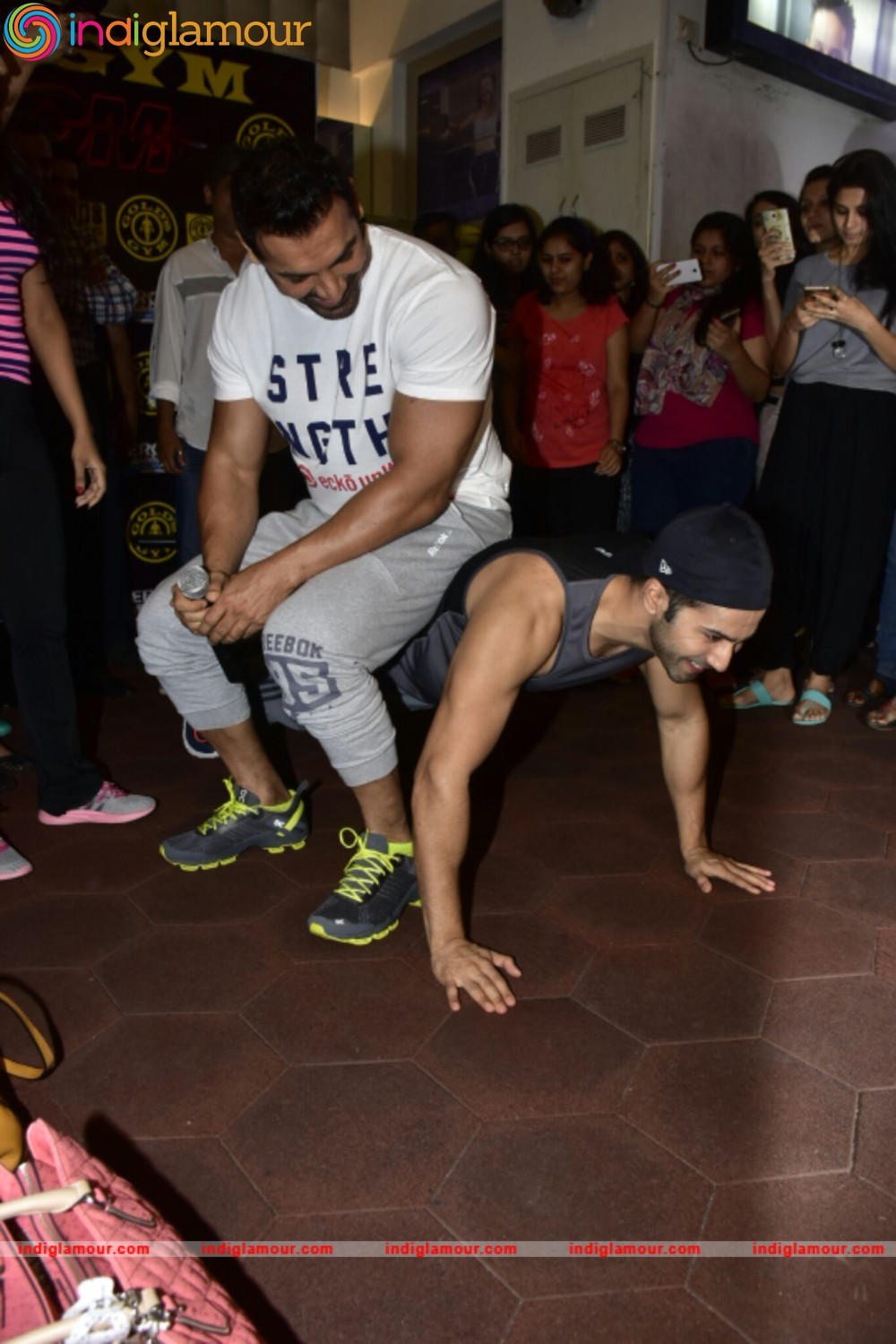 Varun Dhawan and John Abraham at Gold Gym Event hd photo