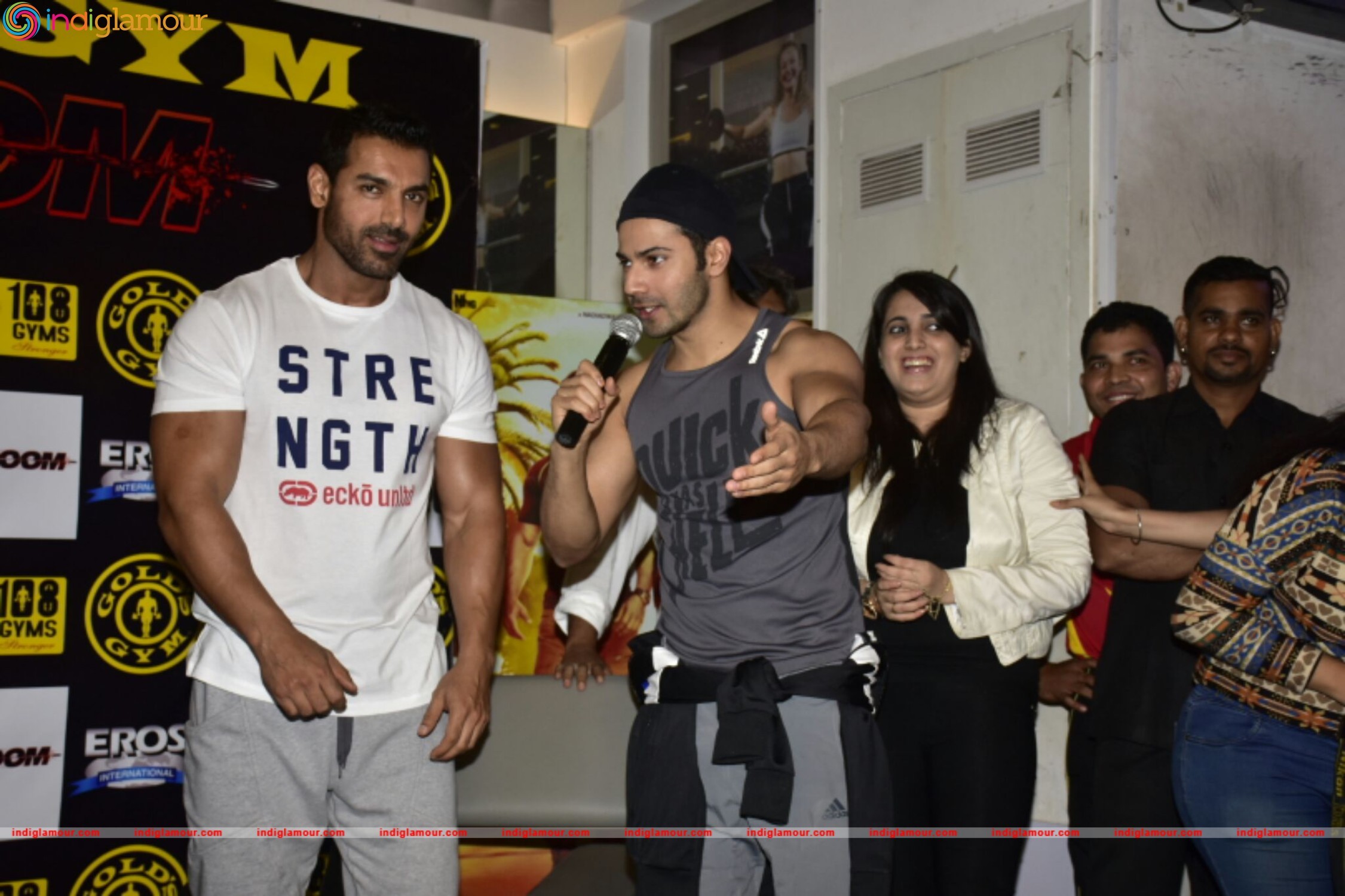 Varun Dhawan and John Abraham at Gold Gym Event hd photo