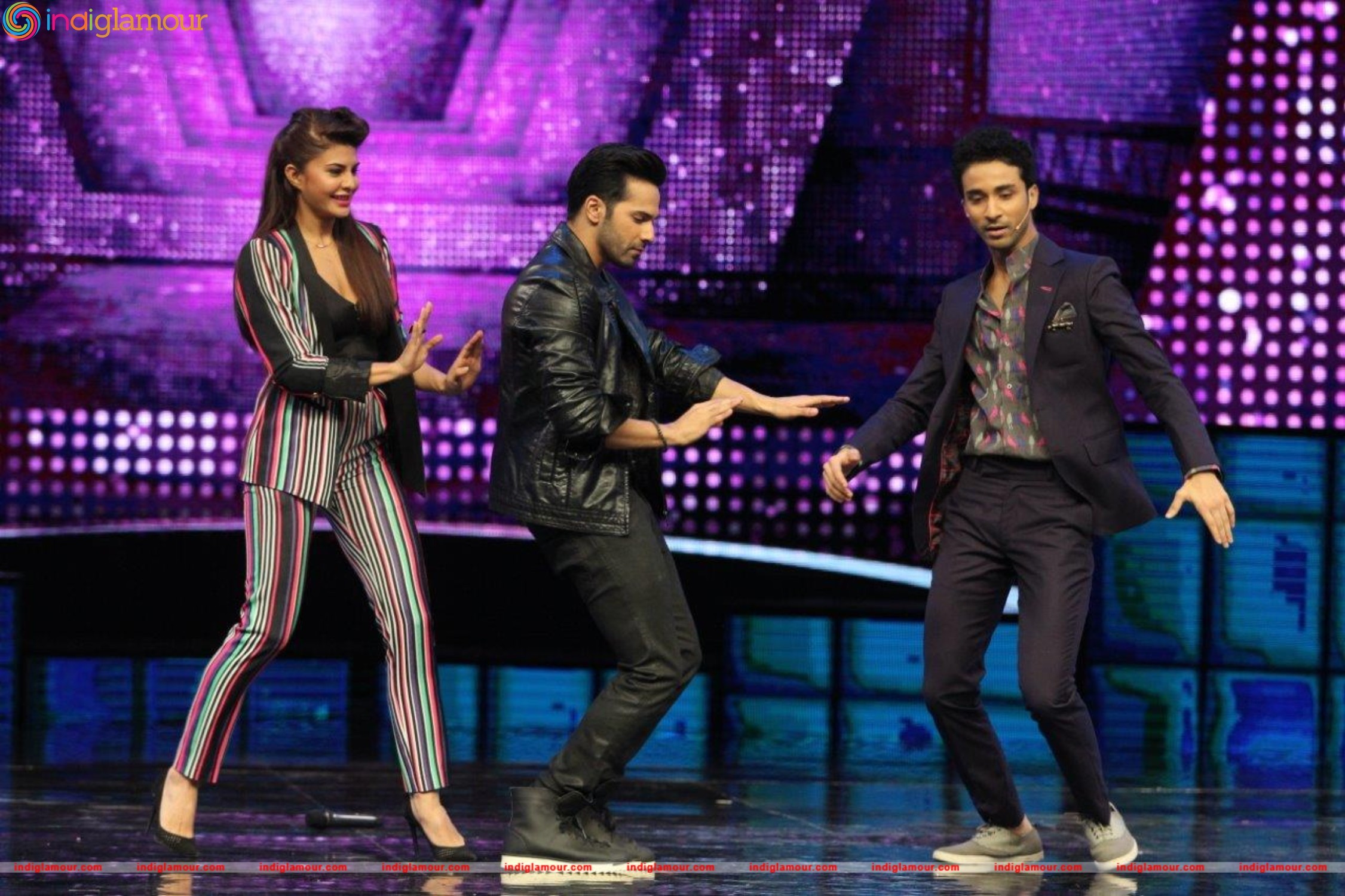Varun Dhawan and Jacqueline Sizzle on Dance Plus Stage with Superjudge Remo D Souza Event hd photo