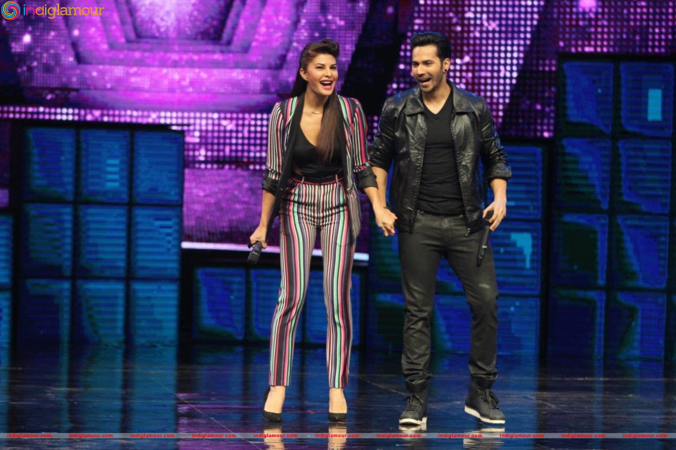 Varun Dhawan and Jacqueline Sizzle on Dance Plus Stage with Superjudge Remo D Souza Event hd photo