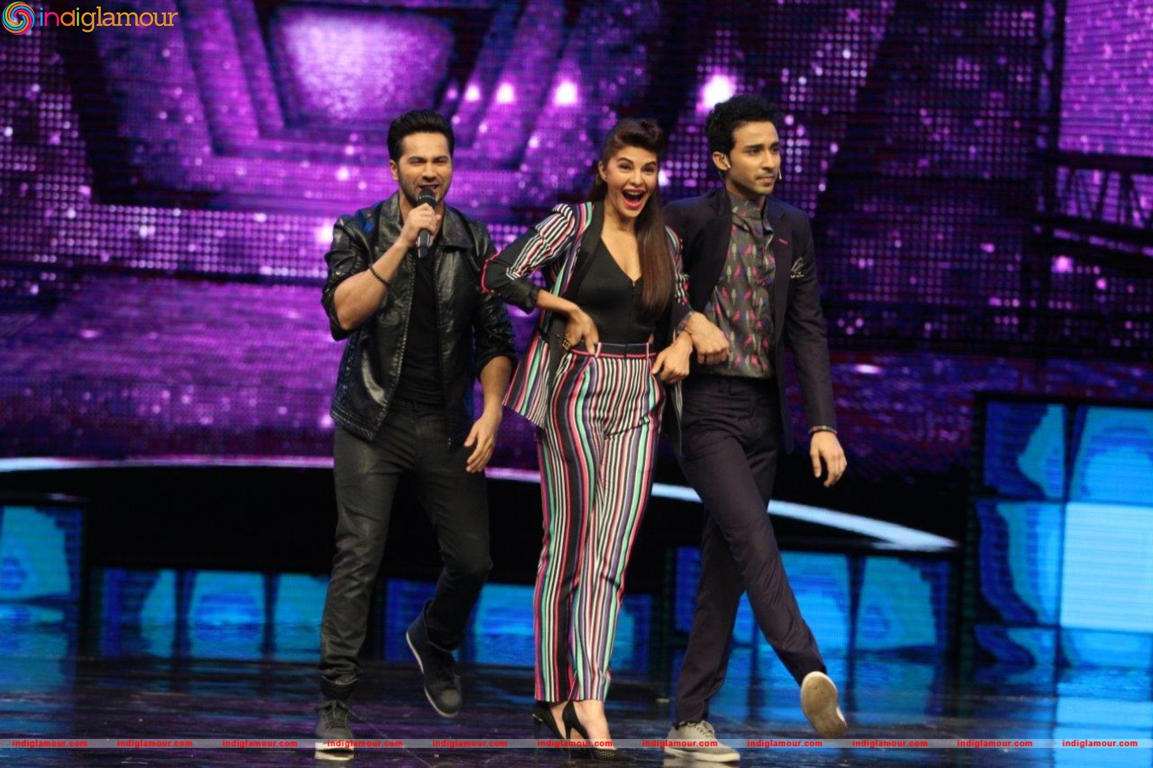 Varun Dhawan and Jacqueline Sizzle on Dance Plus Stage with Superjudge Remo D Souza Event hd photo