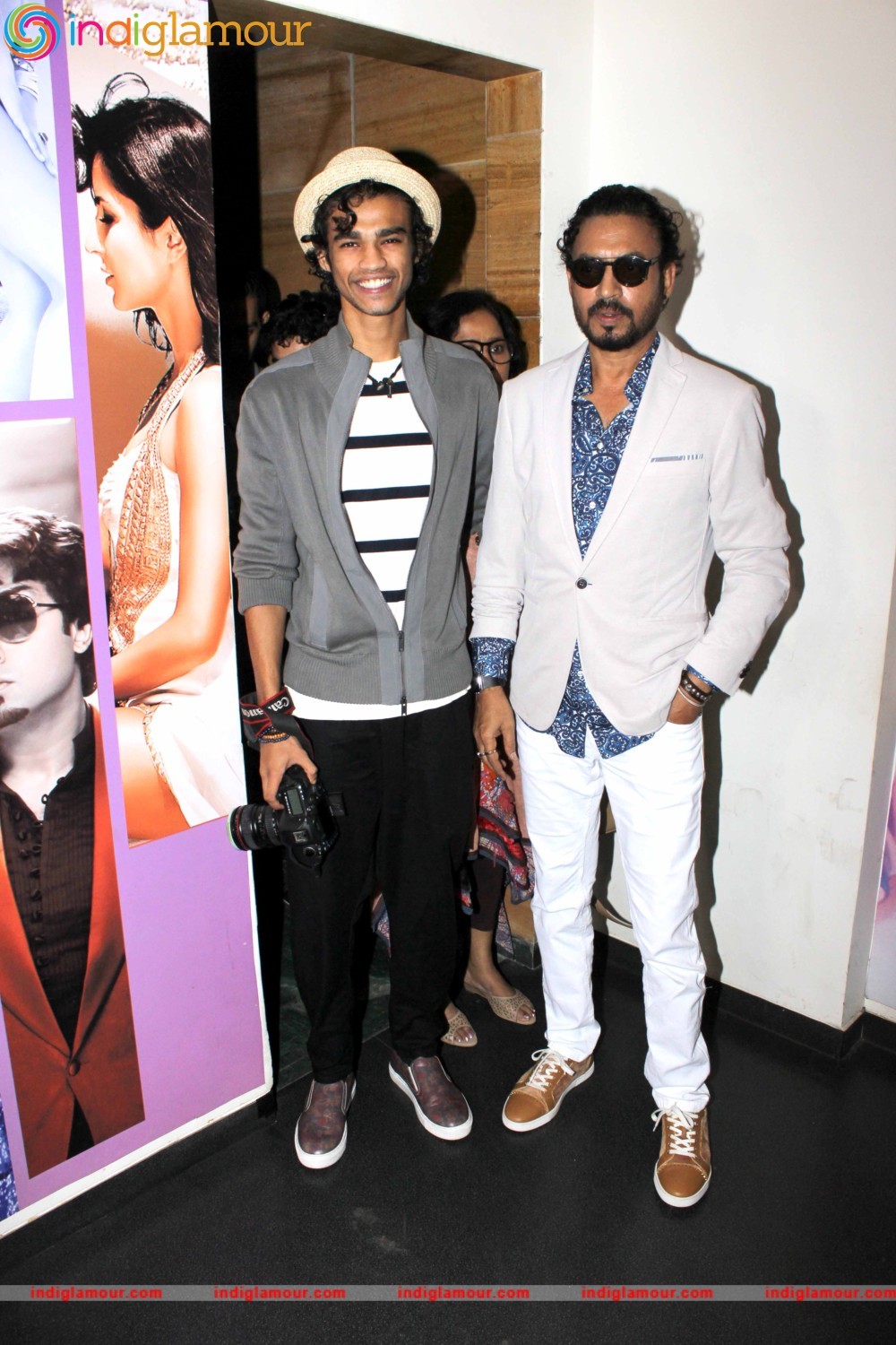 Irrfan Khan with Wife Sutapa Sikdar and Son Babil at the Special Screening of Film Madaari Event hd photo