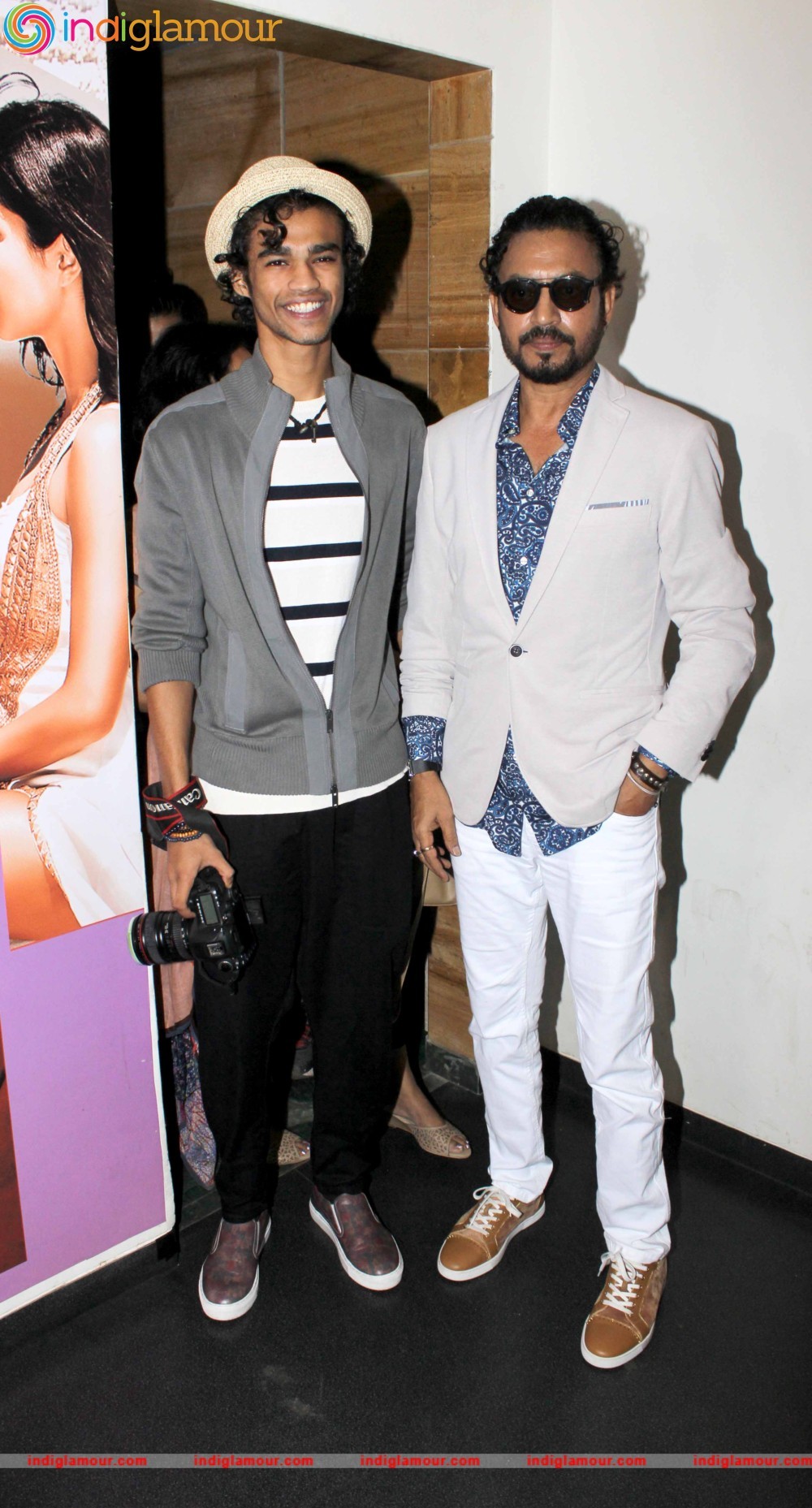 Irrfan Khan with Wife Sutapa Sikdar and Son Babil at the Special Screening of Film Madaari Event hd photo