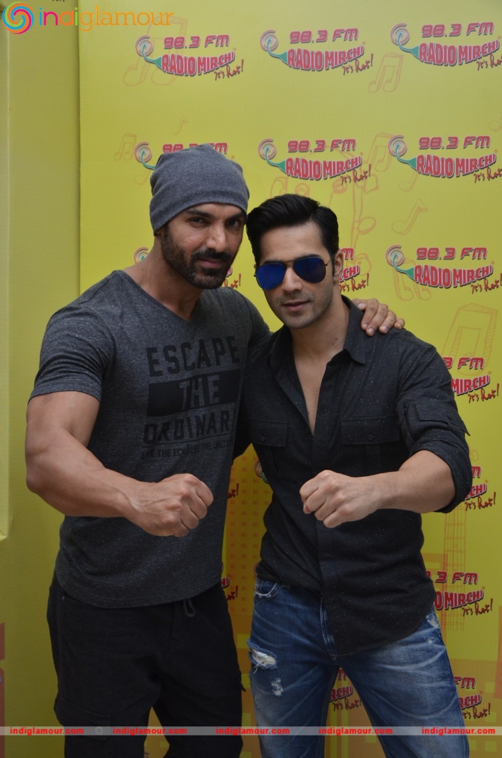 John Abraham and Varun Dhawan at Radio Mirchi Studio Event hd photo
