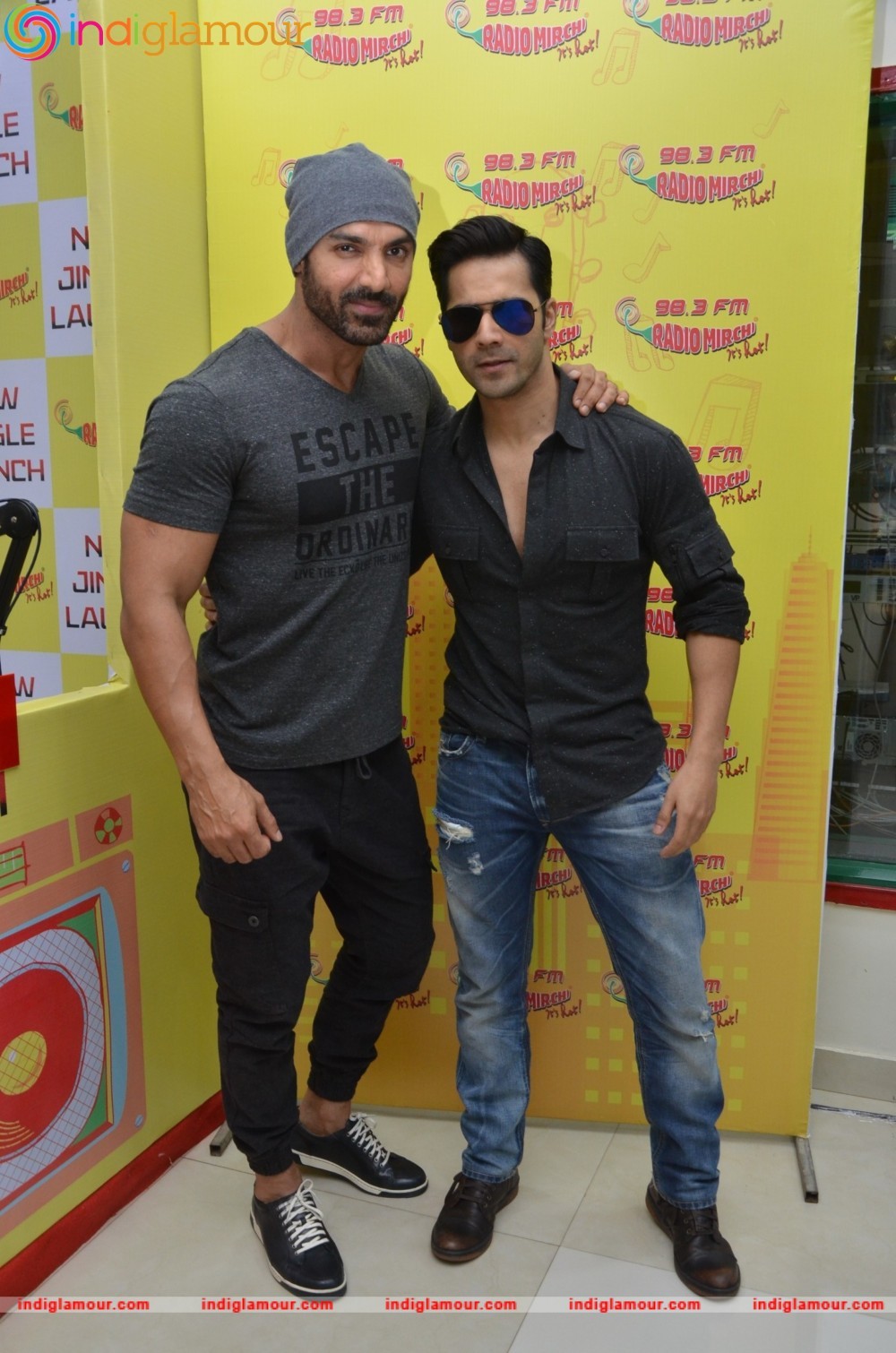 John Abraham and Varun Dhawan at Radio Mirchi Studio Event hd photo