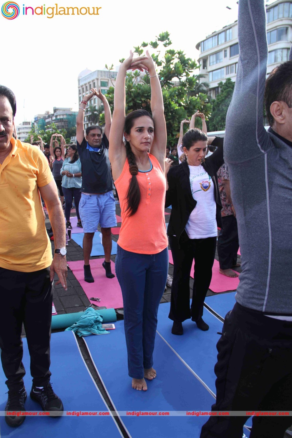 Celebrities doing Yoga on International Yoga Day Event hd photo