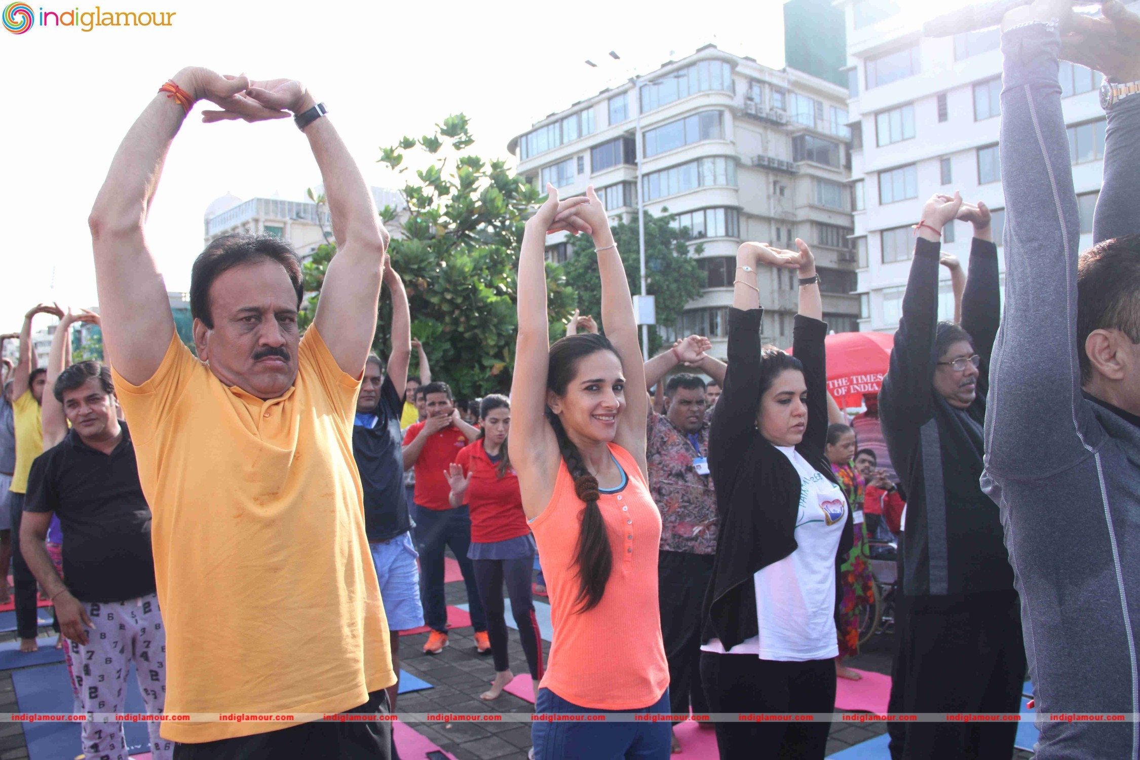 Celebrities doing Yoga on International Yoga Day Event hd photo
