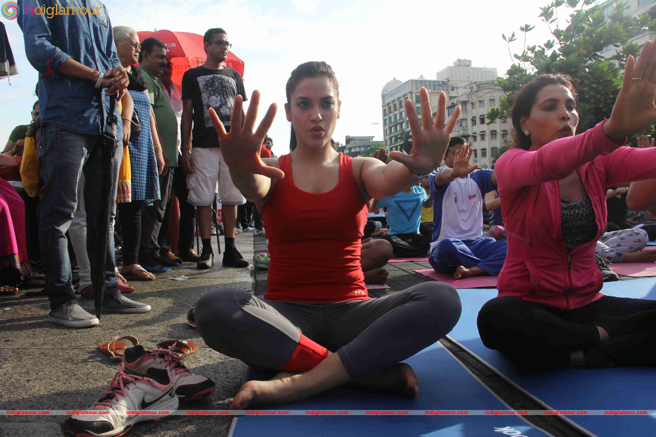 Celebrities doing Yoga on International Yoga Day Event hd photo