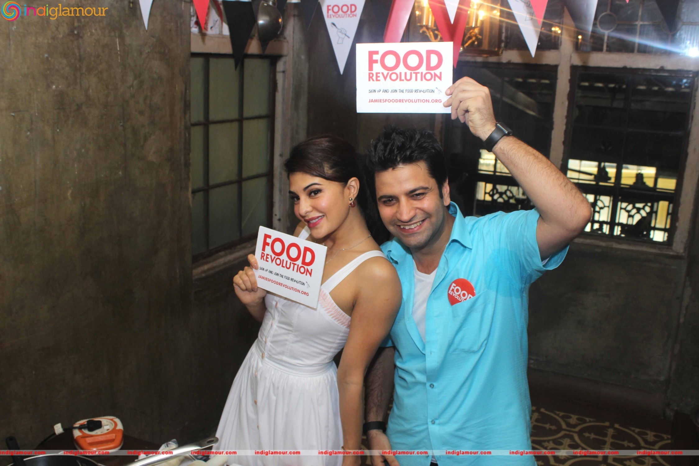 Jacqueline Fernandez and Chef Kunal Kapur Cook on Food Foundation Day Event hd photo