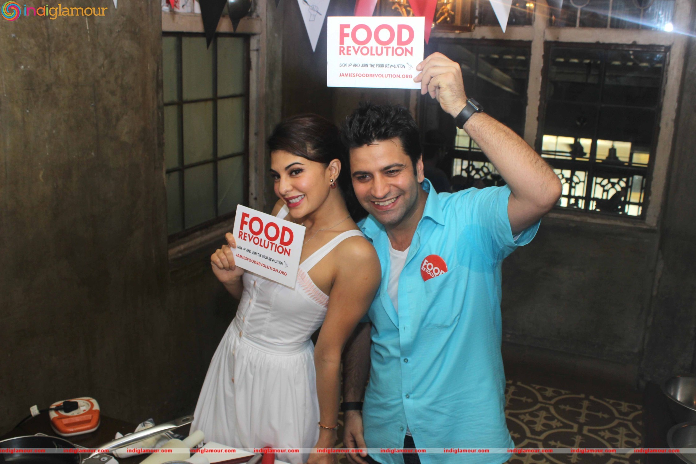 Jacqueline Fernandez and Chef Kunal Kapur Cook on Food Foundation Day Event hd photo