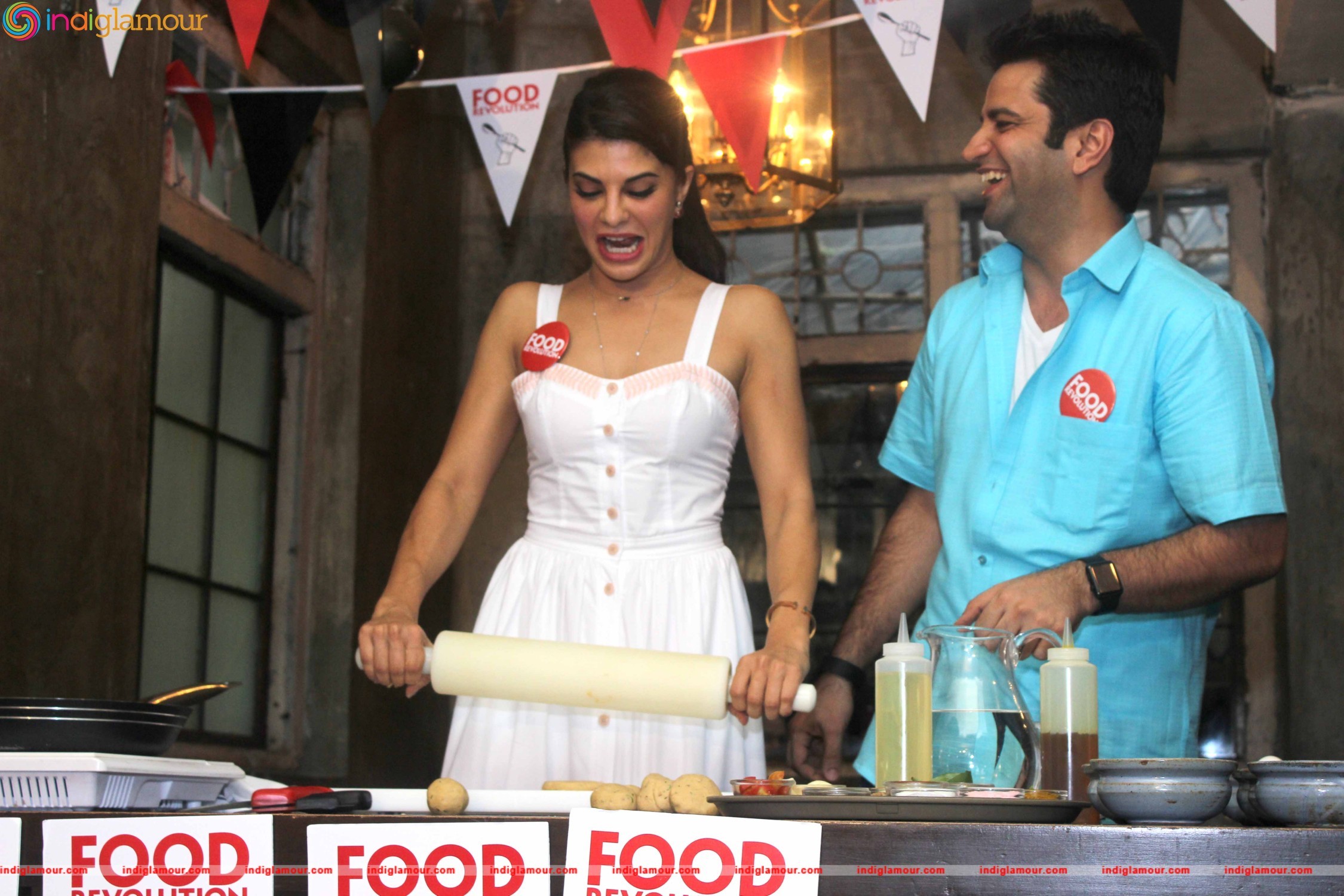 Jacqueline Fernandez and Chef Kunal Kapur Cook on Food Foundation Day Event hd photo