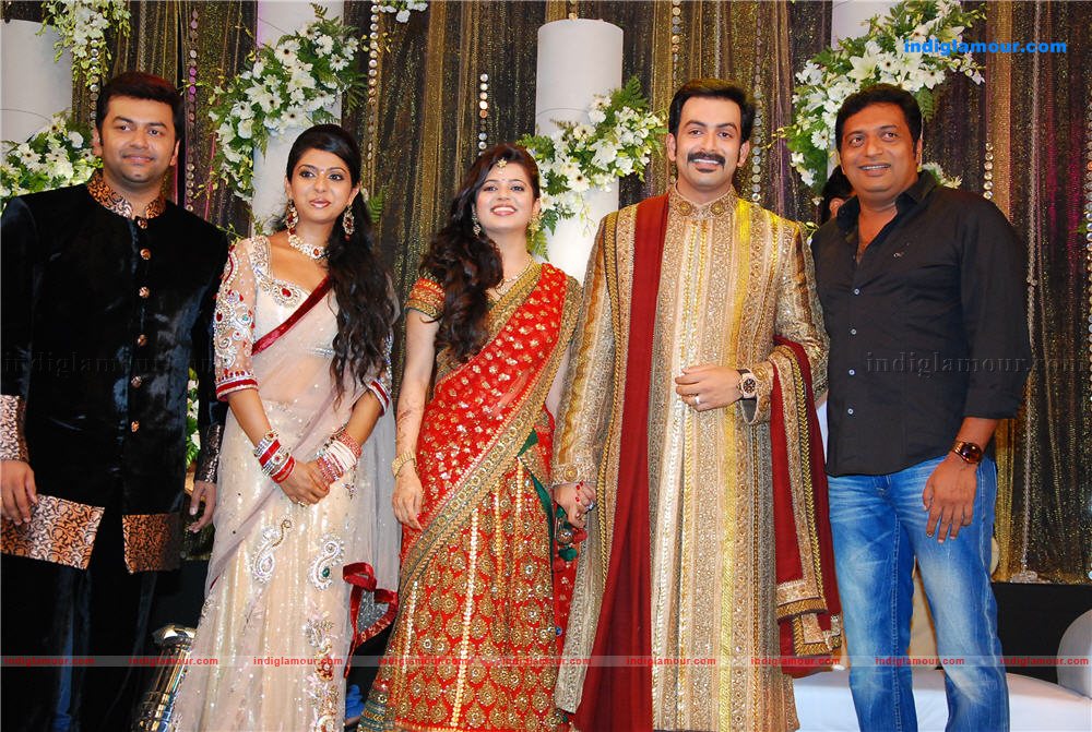 Indrajith Poornima at Prithviraj's wedding reception Event hd photo