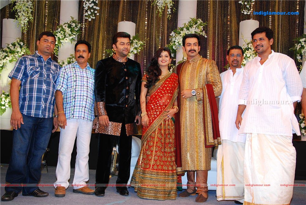 Indrajith Poornima at Prithviraj's wedding reception Event hd photo