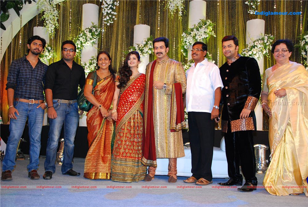 Indrajith Poornima at Prithviraj's wedding reception Event hd photo