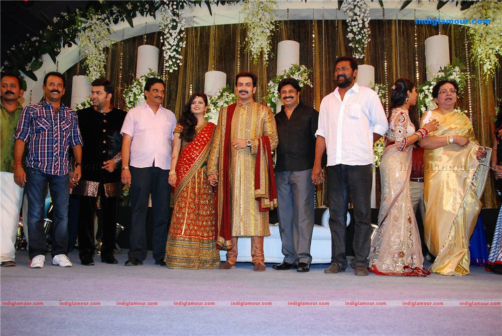 Indrajith Poornima at Prithviraj's wedding reception Event hd photo