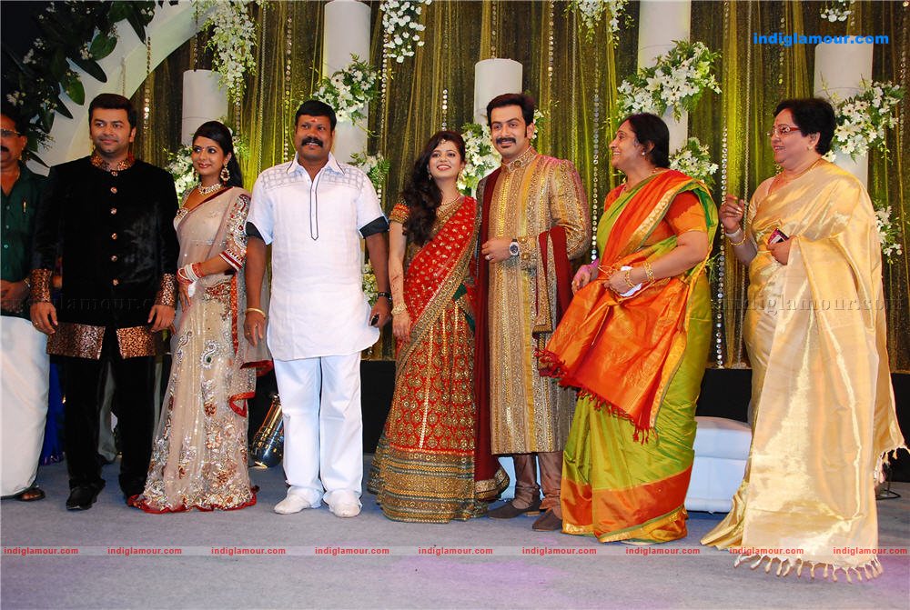 Indrajith Poornima at Prithviraj's wedding reception Event hd photo