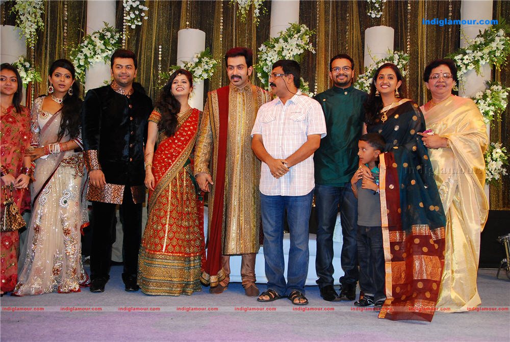 Indrajith Poornima at Prithviraj's wedding reception Event hd photo