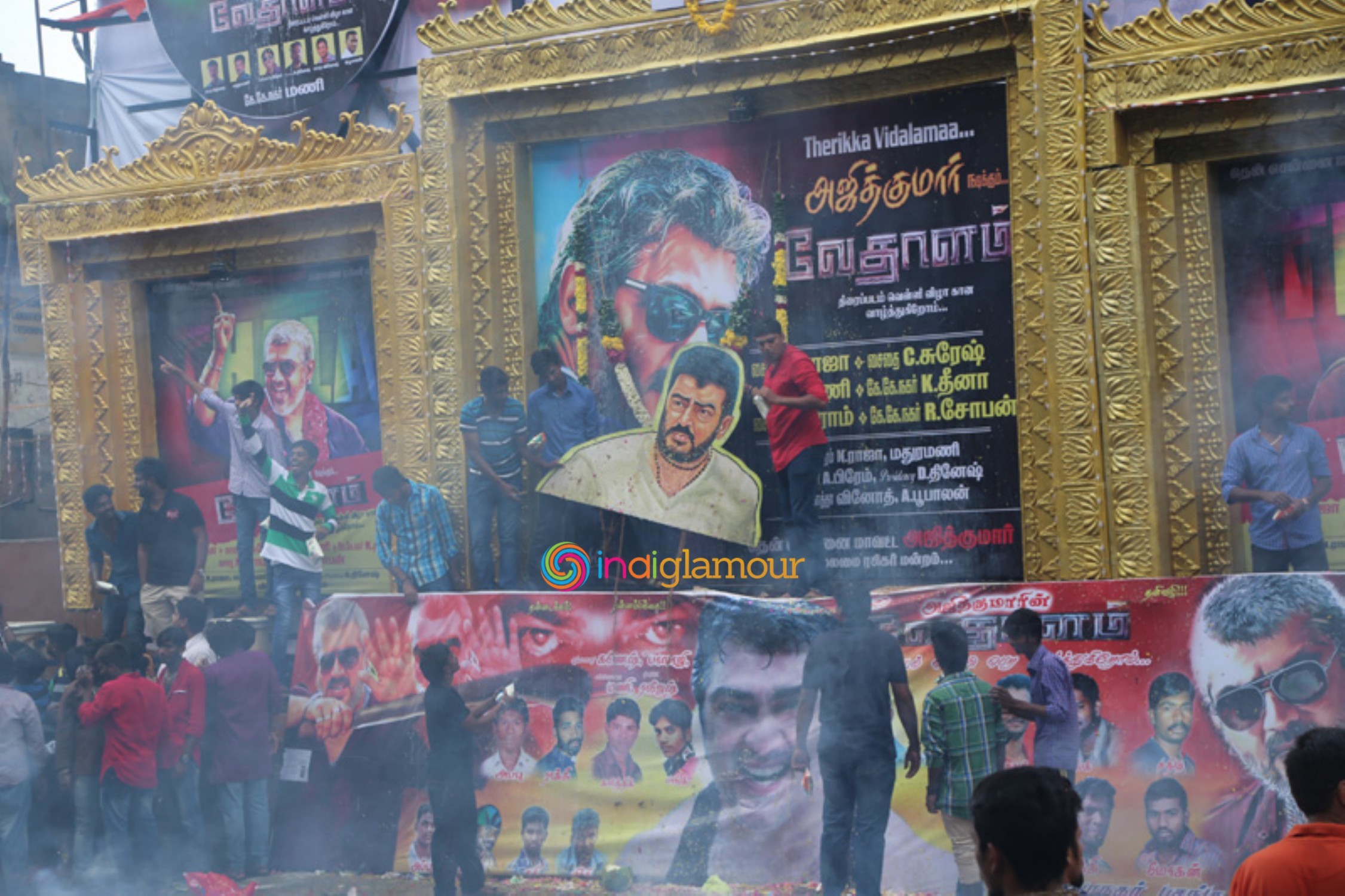 Ajith Fans Celebrate Vedalam Release at Kasi Theatre Event hd photo