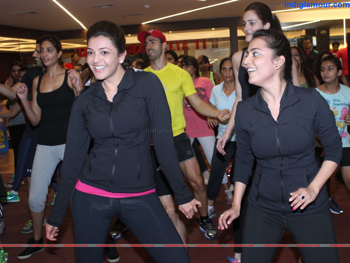 Kajal Agarwal launches Zumba Session at Golds Gym Event hd photo