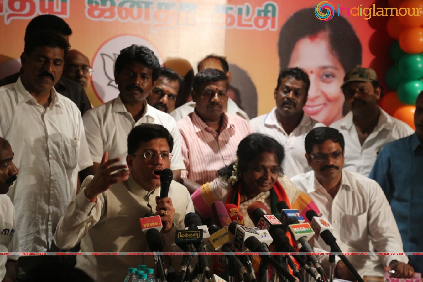 Powerstar Srinivasan campaign for BJP Candidates in Virugambakkam Event hd photo