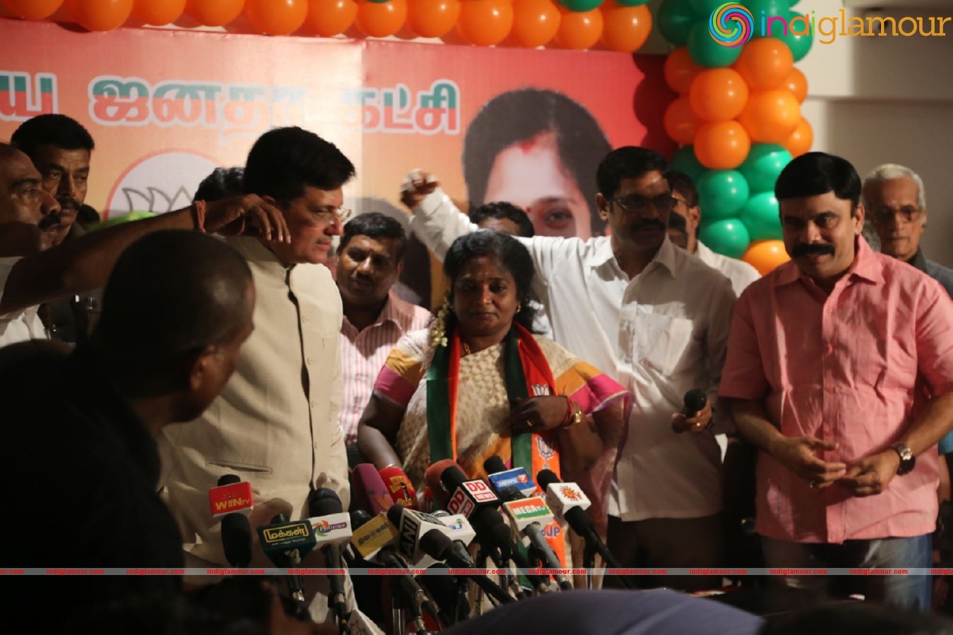 Powerstar Srinivasan campaign for BJP Candidates in Virugambakkam Event hd photo