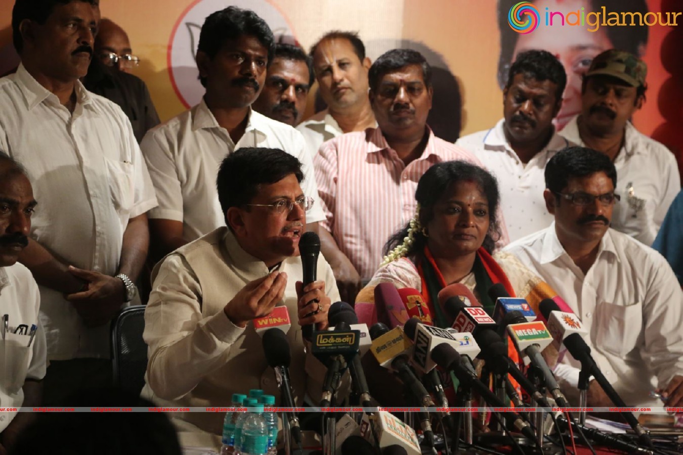 Powerstar Srinivasan campaign for BJP Candidates in Virugambakkam Event hd photo